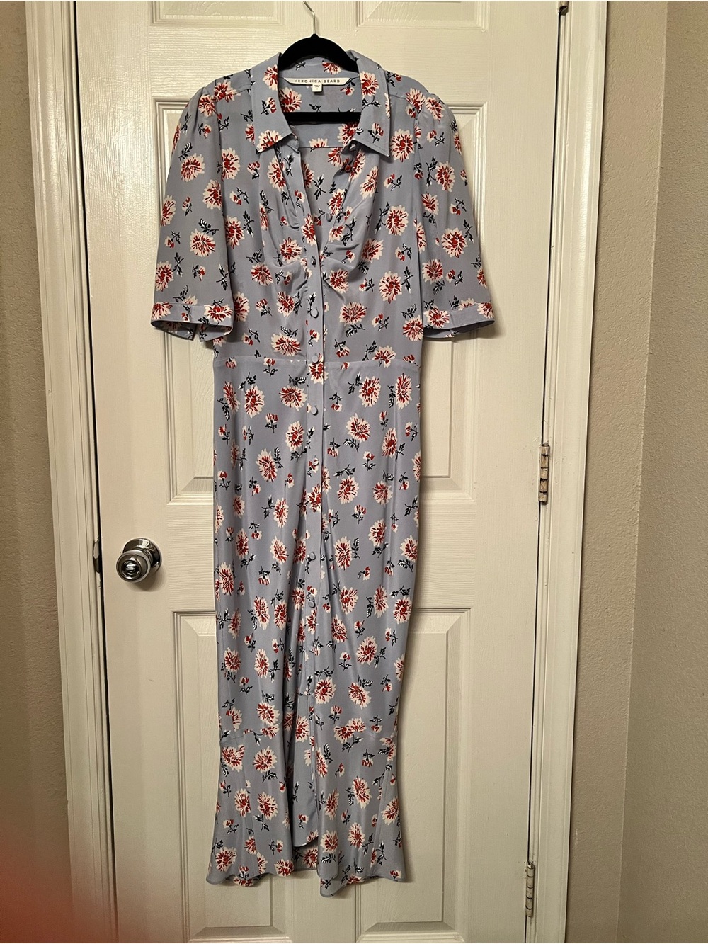 Veronica Beard Silk Blue and Floral Dress